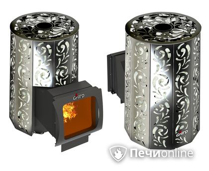 Дровяная печь-каменка GrillD Violet window long Max Жадеит 100 в Сургуте