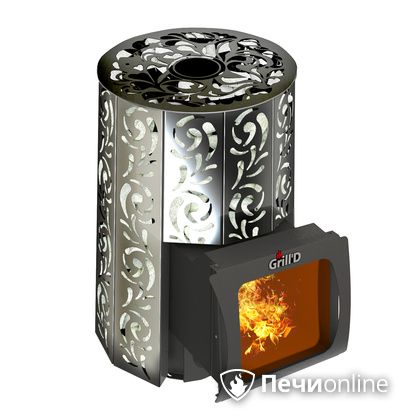 Дровяная печь-каменка GrillD Violet window short Max Жадеит 80 в Сургуте