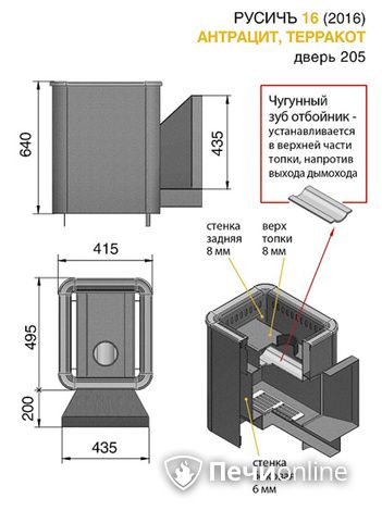 Дровяные печи-каменки Везувий Русичъ Антрацит 16 (205) 2016 в Сургуте