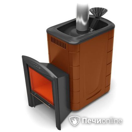 Дровяная банная печь TMF Гейзер 2014 Carbon Витра терракота в Сургуте