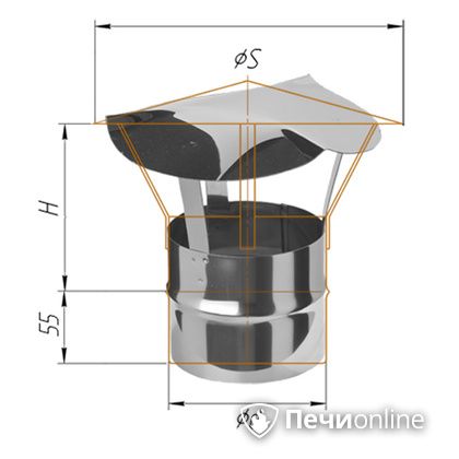 Дымоход Феррум Зонт нержавеющий 0.5 d-150 по воде в Сургуте